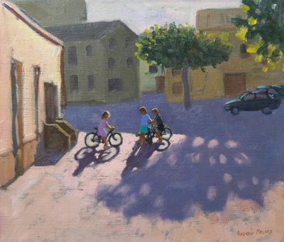 Three children with bicycles, Spain by Andrew Macara